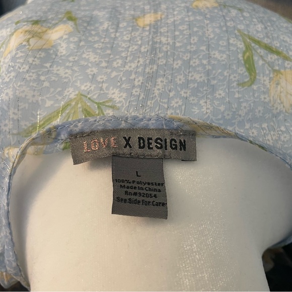 NWOT Blue and Yellow Sheer Peplum Top.          NEVER WORN - Picture 2 of 5